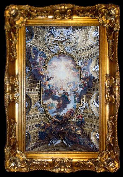 framed  Giovanni Battista Gaulli Called Baccicio The Worship of the Holy Name of Jesus, with Gianlorenzo Bernini, on the ceiling of the nave of the Church of the Jesus in Rome., ta009-2